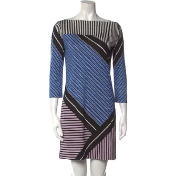 DVF Ruri dress sailor chevron lily print size 6 - Picture 1 of 6